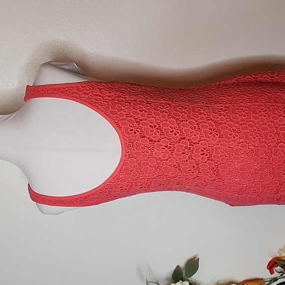 Jennifer Lopez Orange Lace Floral Dress Sleeveless Bohemian Feminine Spring - Picture 5 of 14